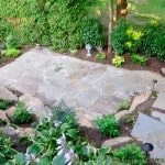 Backyard Patio with Stone Stairway