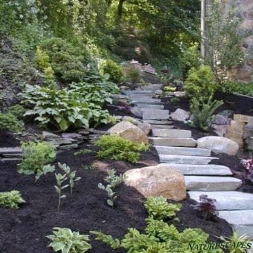 a stone stairway for our Chester Landscape design