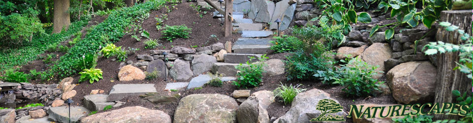 a stone stairway for our Chester Landscape design