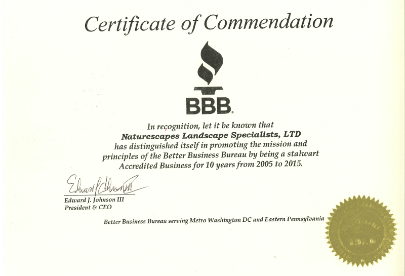 good standing with BBB certificate