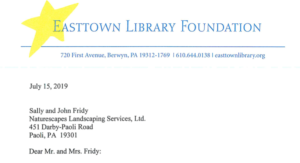 Easttown Library Thank You