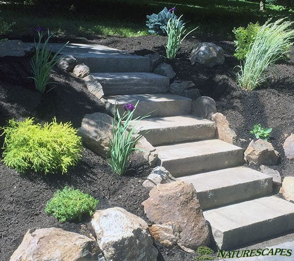Stone Wall and Garden in Downingtown