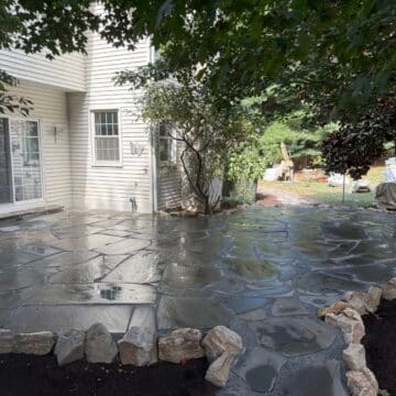 downington flagstone patio shaded